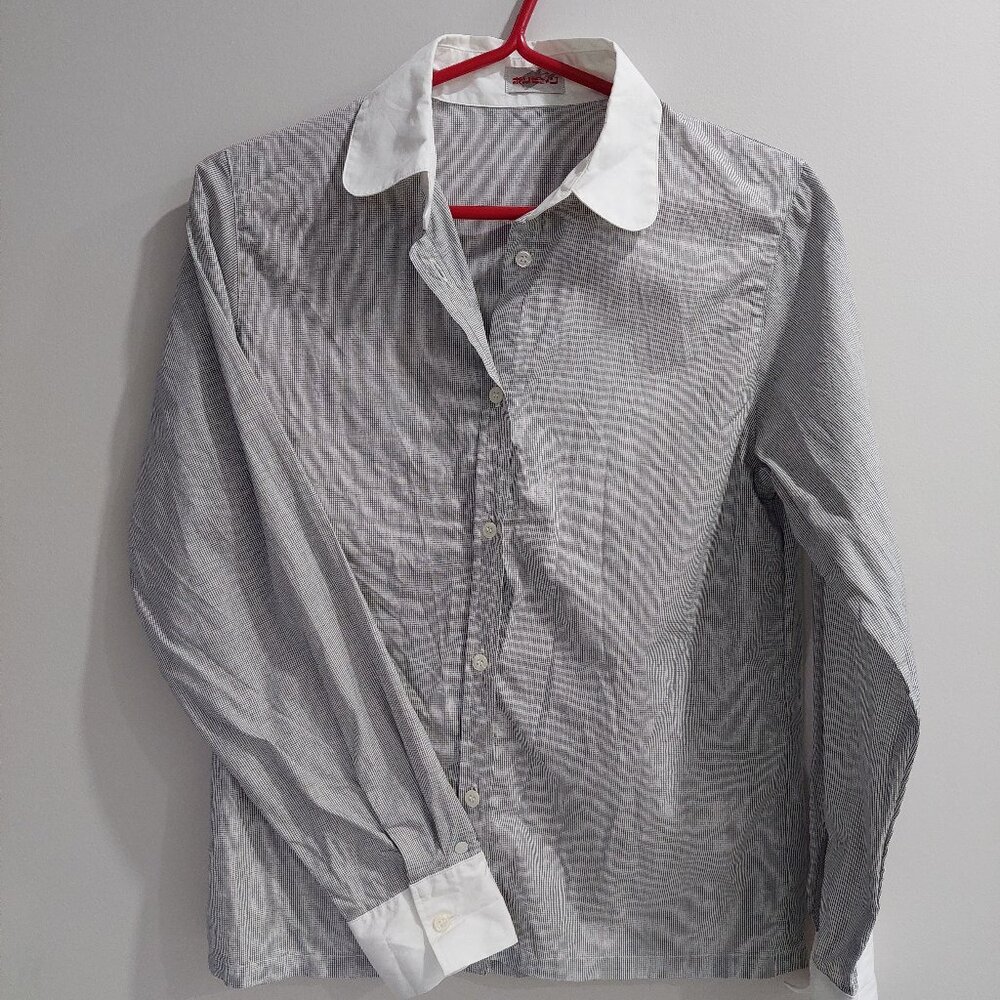Pinocchio Okamura Japan 100% Cotton Gray Plain Bottom Down Shirt, Size S
